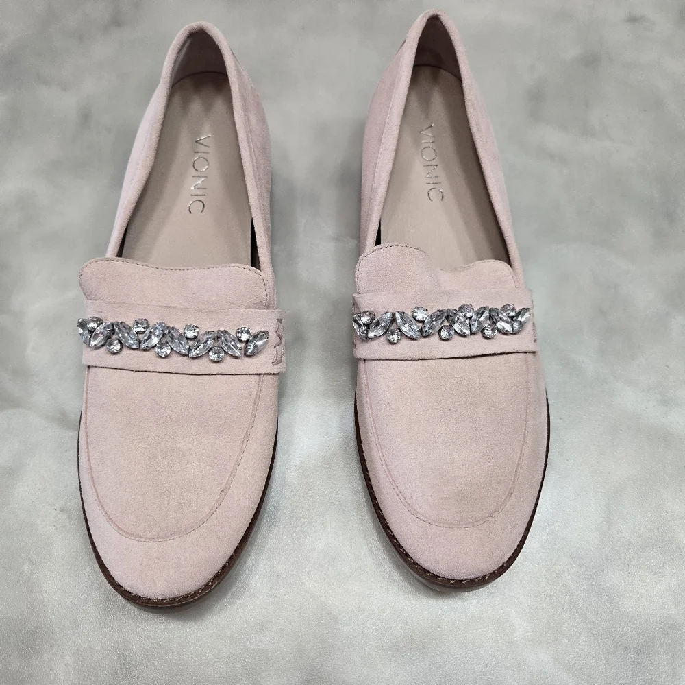 Vionic Light Pink Suede Avvy Loafers Size 7.5
